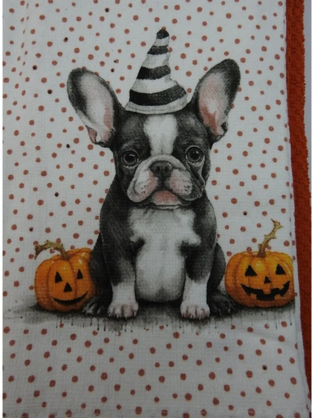 Halloween Boston Terrier Dog Kitchen Towels 3 Pack Orange Pumpkin NWT Bulldog